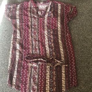 • Forever 21 Boho Burgundy Dress Red and Cream